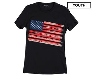 DSQUARED2 Kids' Flag Tee / T-Shirt / Tshirt - Black