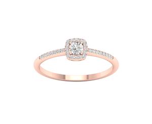 De Couer 9KT Rose Gold Round Diamond Halo Promise Ring (1/5CT TDW H-I Color I2 Clarity)