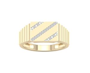 De Couer 9KT Yellow Gold Diamond Men's Wedding Band (1/20CT TDW H-I Color I2 Clarity)