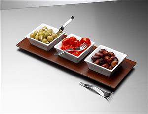Define Appetiser Bowl Tray & Fork Set
