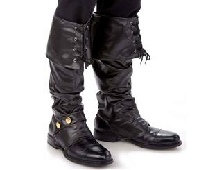 Deluxe Black Pirate Santa Boot Covers Spats - Adult