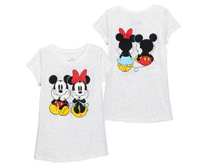 Disney Mickey And Minnie Mouse Confetti White Big Girls White TShirt