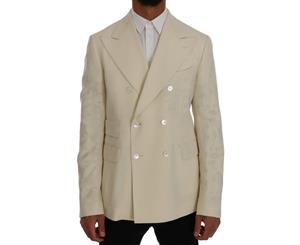 Dolce & Gabbana Beige Wool Stretch Slim Fit Blazer Jacket