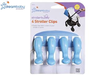 Dreambaby Strollerbuddy Pram Clips 4-Pack - Blue