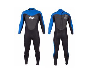 FIND Men's 3mm/2mm Flatlock Steamer Long Sleeve & Leg Neoprene Wetsuit with Knee Pads - Blue/Black