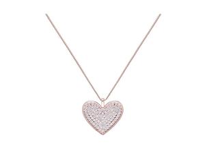 Fable Womens/Ladies Diamante Heart Long Pendant (Rose Gold) - JW1005