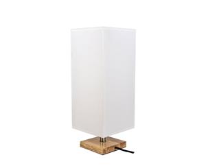 Fabric Table Lamp with Wooden Base