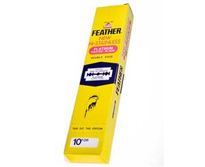 Feather Hi-Stainless Platinum Coated Double Edge Blades - 200 Blades