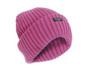 Floso Ladies/Womens Chunky Knit Thermal Thinsulate Winter/Ski Hat (3M 40G) (Dusky Pink) - HA138