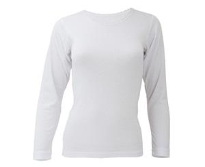 Floso Ladies/Womens Thermal Underwear Long Sleeve T-Shirt/Top (Standard Range) (White) - THERM129