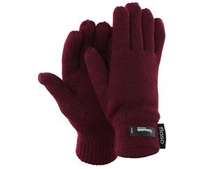 Floso Ladies/Womens Thinsulate Thermal Knitted Gloves (3M 40G) (Maroon) - GL137