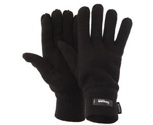 Floso Mens Thermal Thinsulate Knitted Winter Gloves (3M 40G) (Black) - GL184