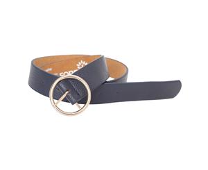 Forest Womens/Ladies Circle Buckle Leather Belt (Navy) - BL174