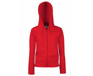 Fruit Of The Loom Ladies Lady-Fit Hooded Sweatshirt Jacket (Red) - BC1372