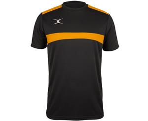 Gilbert Rugby Mens Photon Polyester Breathable T Shirt Tee - Black/ Gold