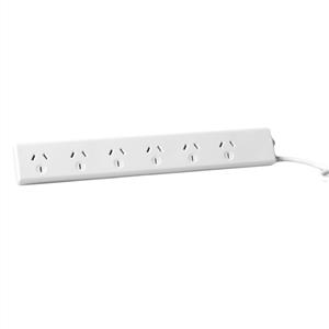 HPM 6 Outlet Overload Protected Powerboard - 2 Pack