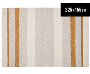 Handwoven Cotton & Wool Flatweave 225x155cm Rug - Yellow