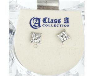 Iced Out Bling Earrings Box - SQUARE 5mm - Silver
