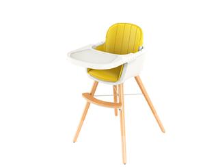 Joy Baby Grace 2-in-1 Timber Highchair - Yellow