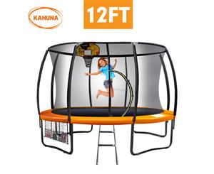 Kahuna Trampoline 12 ft with Basketball set - Orange