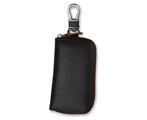 Leather Car Keychain/Key Holder - Black