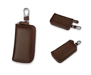 Leather Car Keychain/Key Holder -Brown