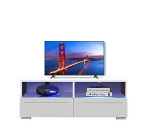 Levede TV Cabinet Stand Entertainment Unit Lowline Storage White LED Furniture