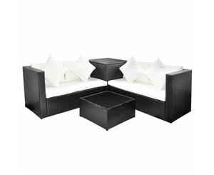 Lounge Set 14 Pieces Poly Rattan Black Patio Wicker Table Furniture