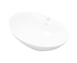 Luxury Ceramic Basin Oval with Overflow and Faucet Hole Bathroom Sink