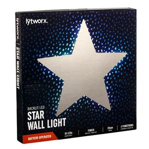 Lytworx 24cm Warm White LED Battery Operated Star Party Light With Timer