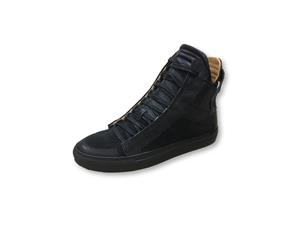 Men's Ylati Zeus Leather Snake And Suede High Tops In Black
