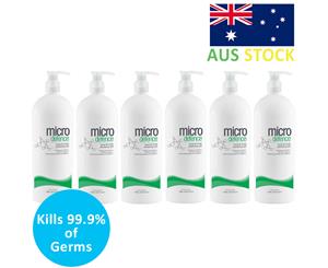 Micro Defence Body / Hand Sanitiser Gel 1L Kills 99.9% of Germs - Aus Made - 6pk