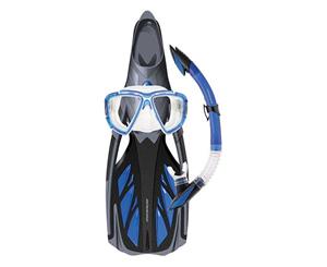 Mirage Platinum Silicone Snorkel Mask Fin Set - Blue