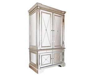 Mirrored Storage Cabinet Antique Ribbed