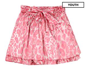 Miss Blumarine Girls' Leopard Skirt - Fuchsia