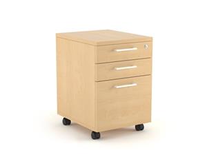 Mobile Pedestal with Lockable Filing Drawers Laminate Maple - white