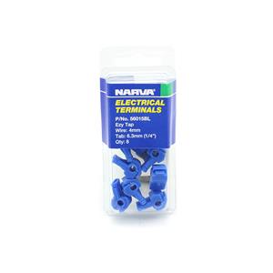 Narva 3-4mm Blue Electrical Terminal Ezy Tap Connector - 8 Pack