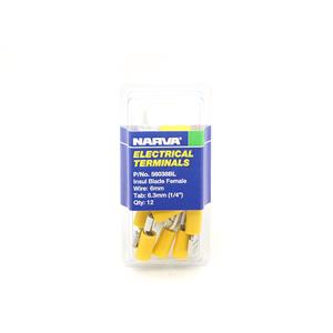 Narva 5-6mm Yellow Electrical Terminal Female Blade Connector - 12 Pack
