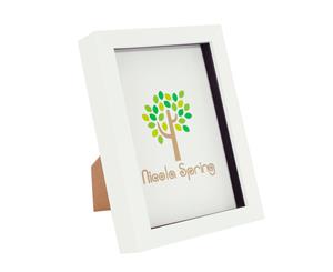 Nicola Spring Box Picture Glass Photo Frame Standing & Hanging - White - for 5x7" (13x18cm) Photos