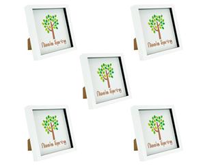Nicola Spring Box Picture Glass Photo Frame Standing & Hanging - White - for 8x8" (20x20cm) Photos - Pack of 5