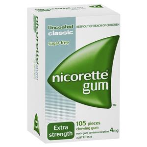 Nicorette Quit Smoking Extra Strength Classic Chewing Gum 4mg 105 Pieces
