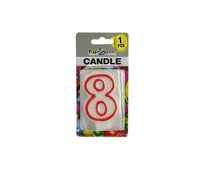 Number &quot8" Birthday Candle. 7.5cm High. Excellent for Parties.