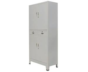 Office Cabinet with 4 Doors Steel 90x40x180cm Grey Locker Cupboard