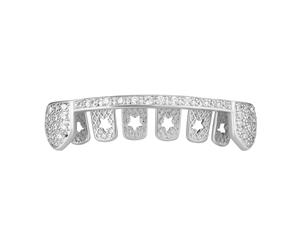 One size fits all Bottom Grillz - VAMPIRE Bling Zirconia Bar - Silver