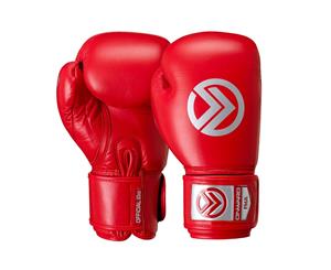 Onward Competition Leather Boxing Gloves  USA Boxing Approved For Boxing Competition  Hook And Loop Closure - Red