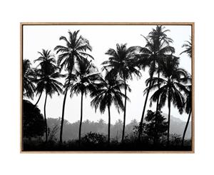 Palm Silhouette canvas art print - 75x100cm - Timber Look Shadow Box Frame