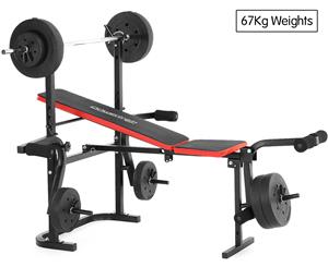 Powertrain Home Gym Workout Bench Press with 67kg Weights