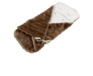 Pram Papoose Faux Fur With Cotton Lining Holes For Harness Foto Muff And Cross Over Wrap - Brown