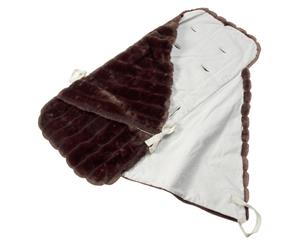 Pram Papoose Faux Fur With Cotton Lining Holes For Harness Foto Muff And Cross Over Wrap - Dark Brown