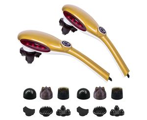 SOGA 2X 6 Heads Portable Handheld Massager Soothing Stimulate Blood Flow Shoulder Yellow